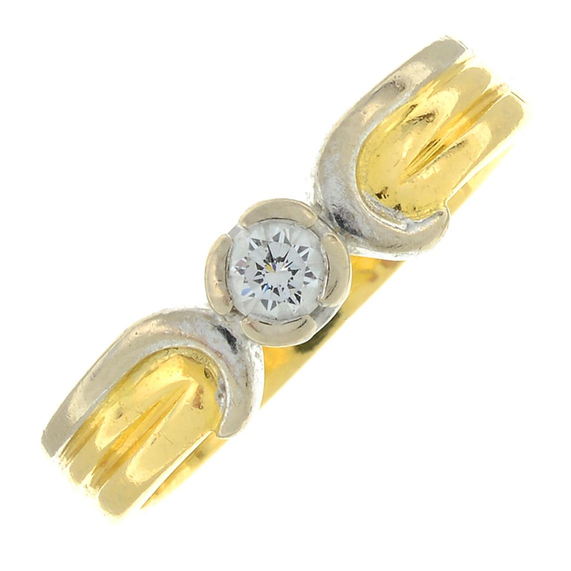 An 18ct gold brilliant-cut diamond single-stone ring.Estimated diamond weight 0.15ct,