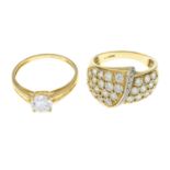 Two 14ct gold cubic zirconia rings.Hallmarks for 14ct gold.