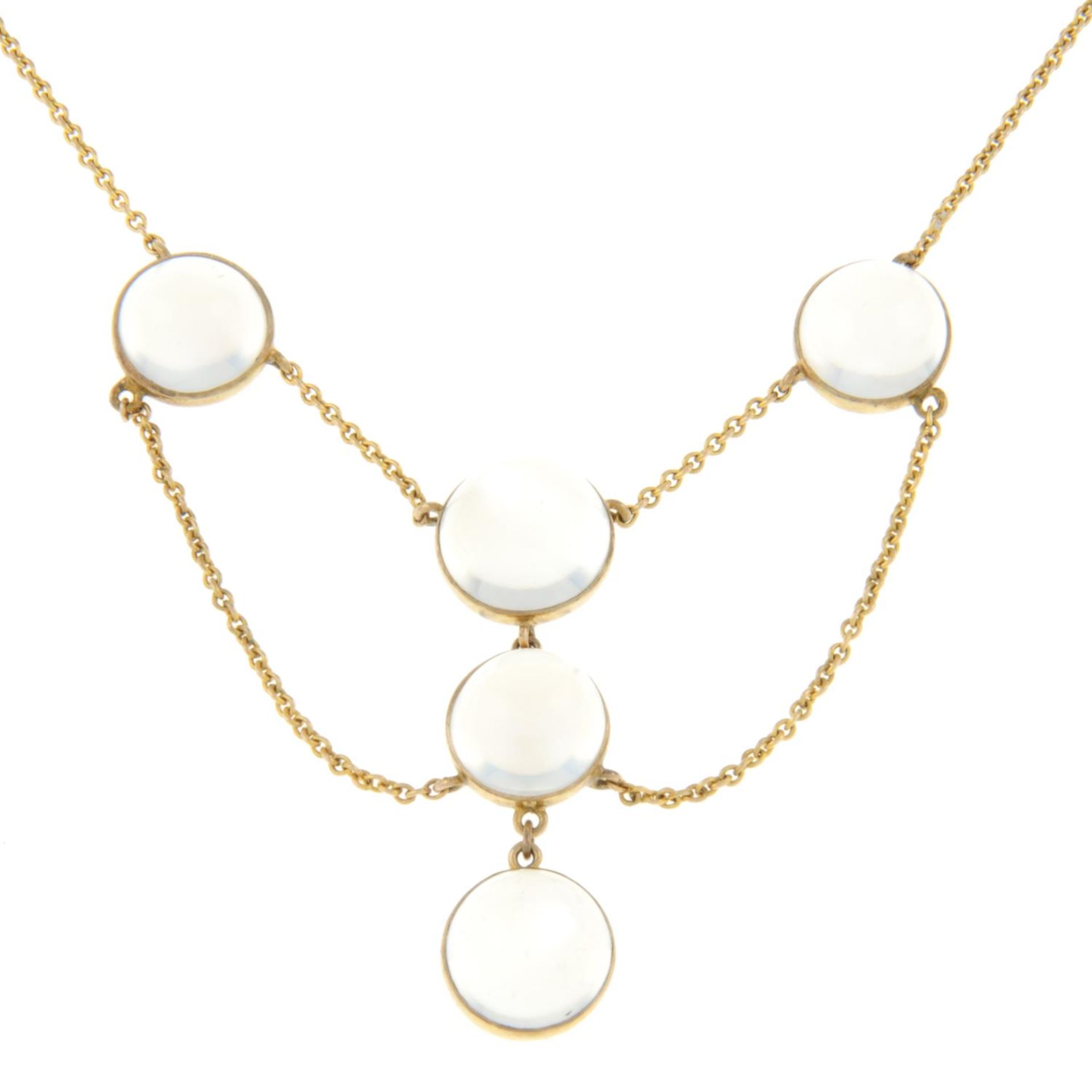 An early 20th century gold moonstone necklace.