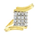 An 18ct gold single-cut diamond cluster ring.Estimated total diamond weight 0.15ct.Hallmarks for