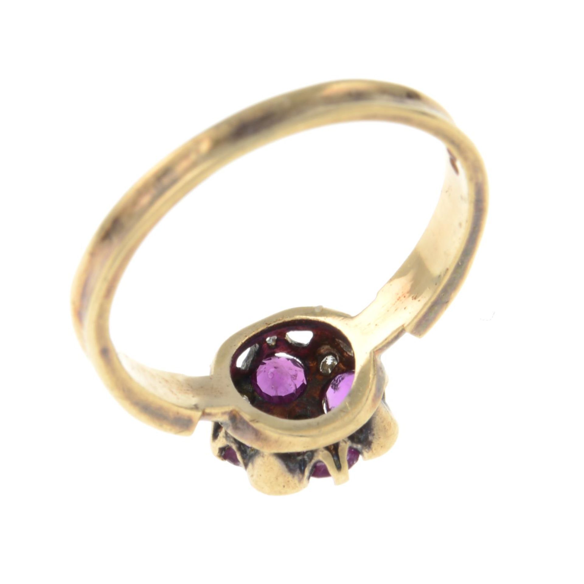 A 9ct gold ruby and single-cut diamond ring.Hallmarks for London, 1981.Ring size M. - Image 3 of 3