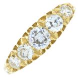 A diamond five-stone ring.Estimated total diamond weight 0.75ct,