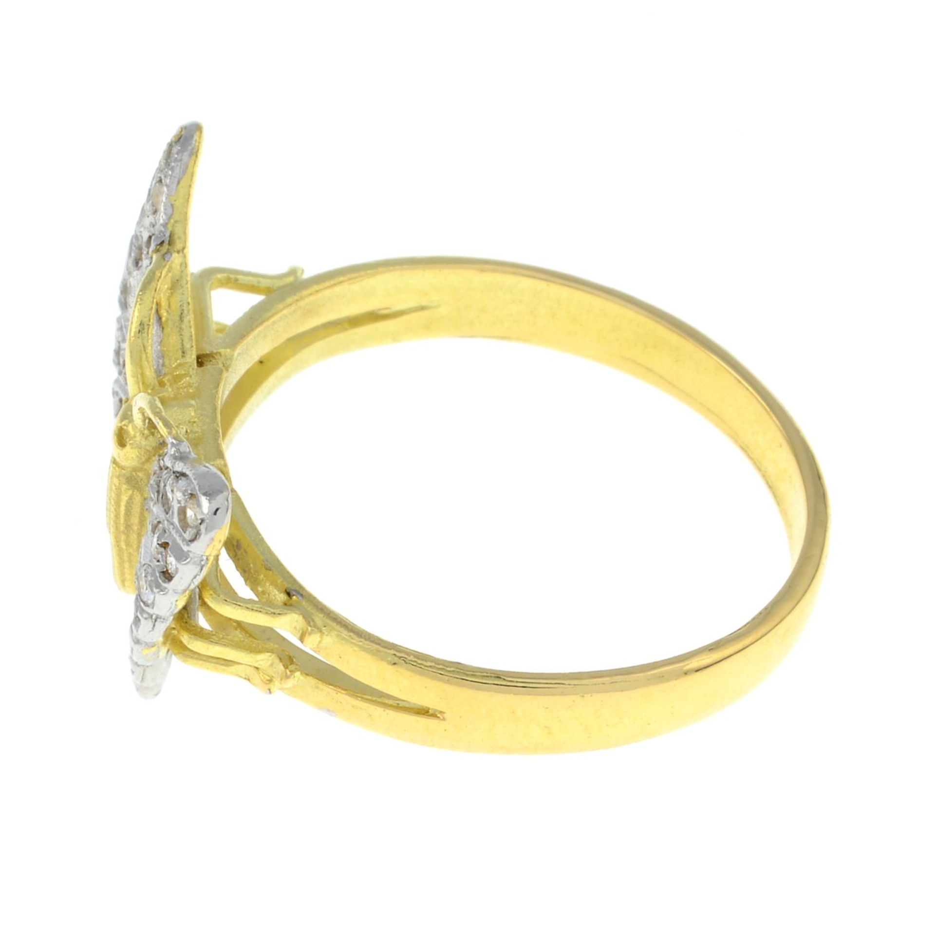 A vari-cut diamond butterfly ring.Estimated total diamond weight 0.15ct.Ring size N. - Image 2 of 3