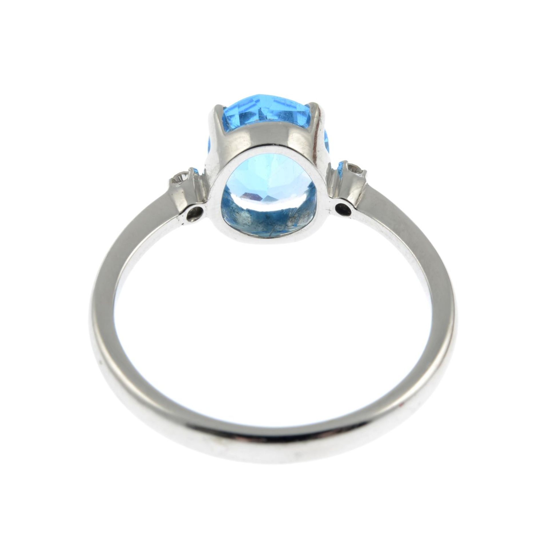 A blue topaz and brilliant-cut diamond ring.Topaz calculated weight 1.75cts, - Image 2 of 3