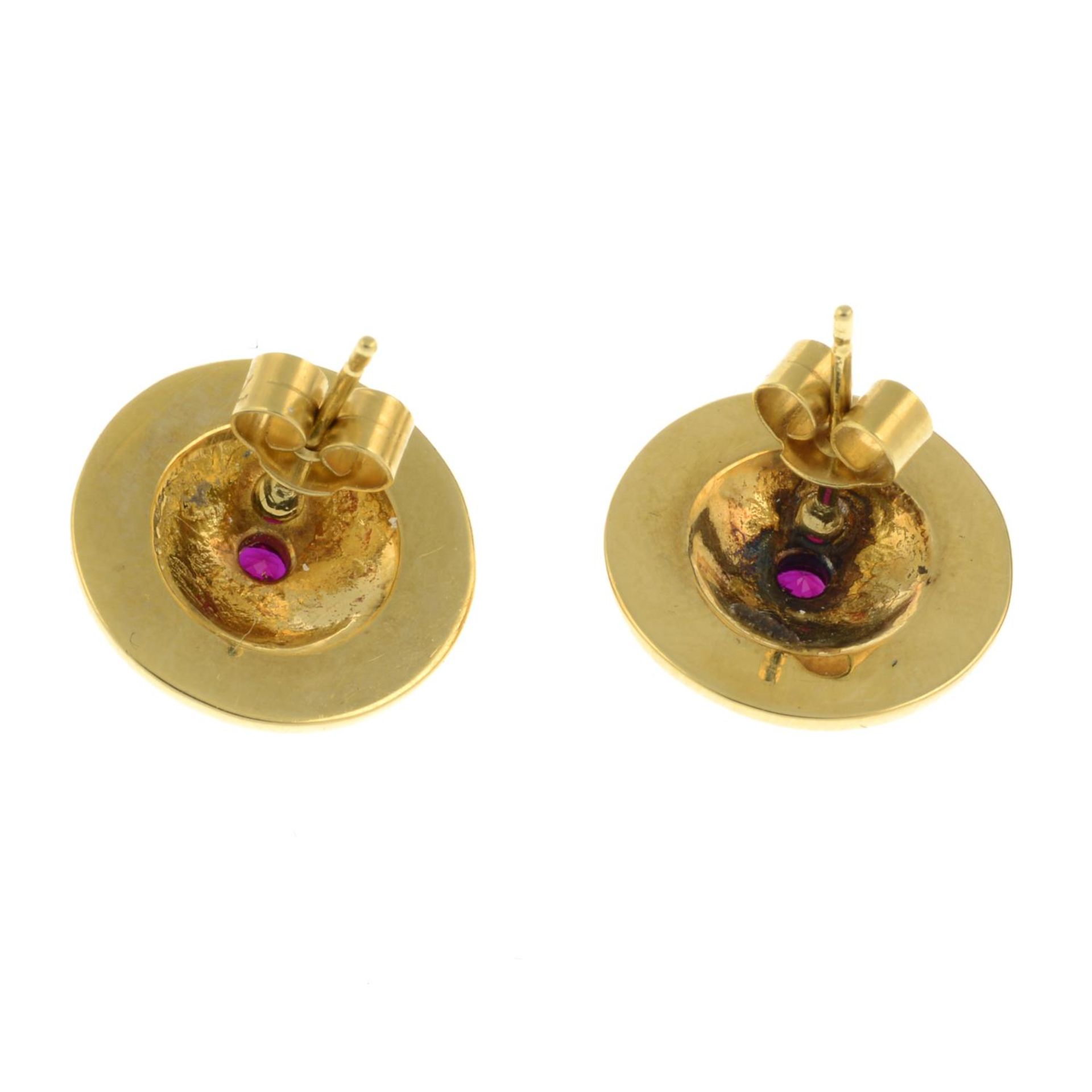 A pair of 18ct gold ruby earrings. - Image 2 of 2