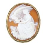 An early 20th century 9ct gold shell cameo brooch,