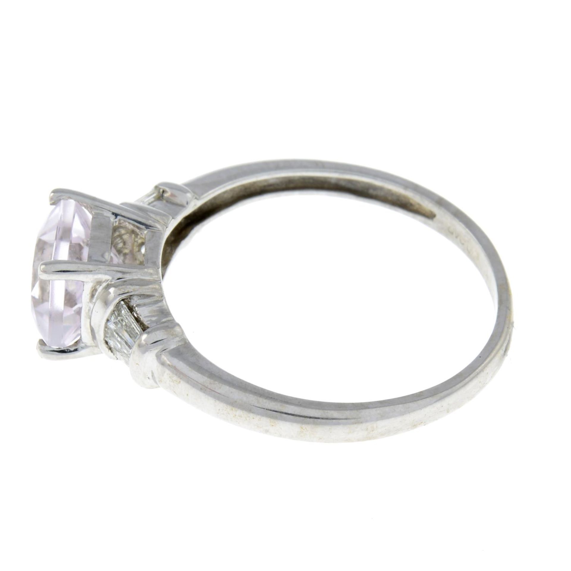 A 9ct gold kunzite and tapered baguette-cut diamond ring.Hallmarks for 9ct gold, - Image 2 of 3