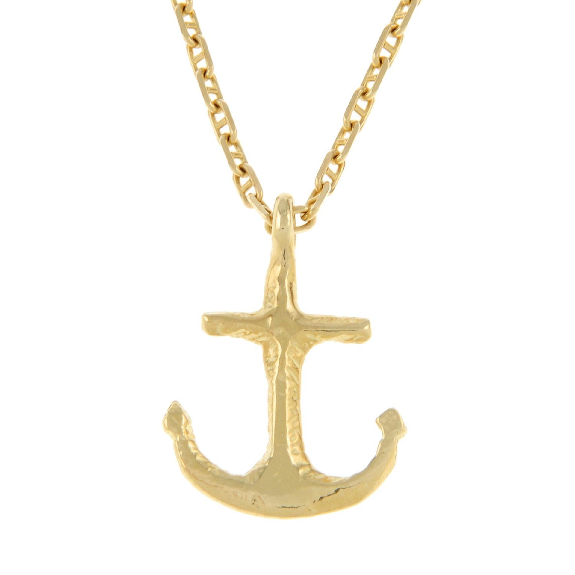 A 9ct gold anchor pendant,