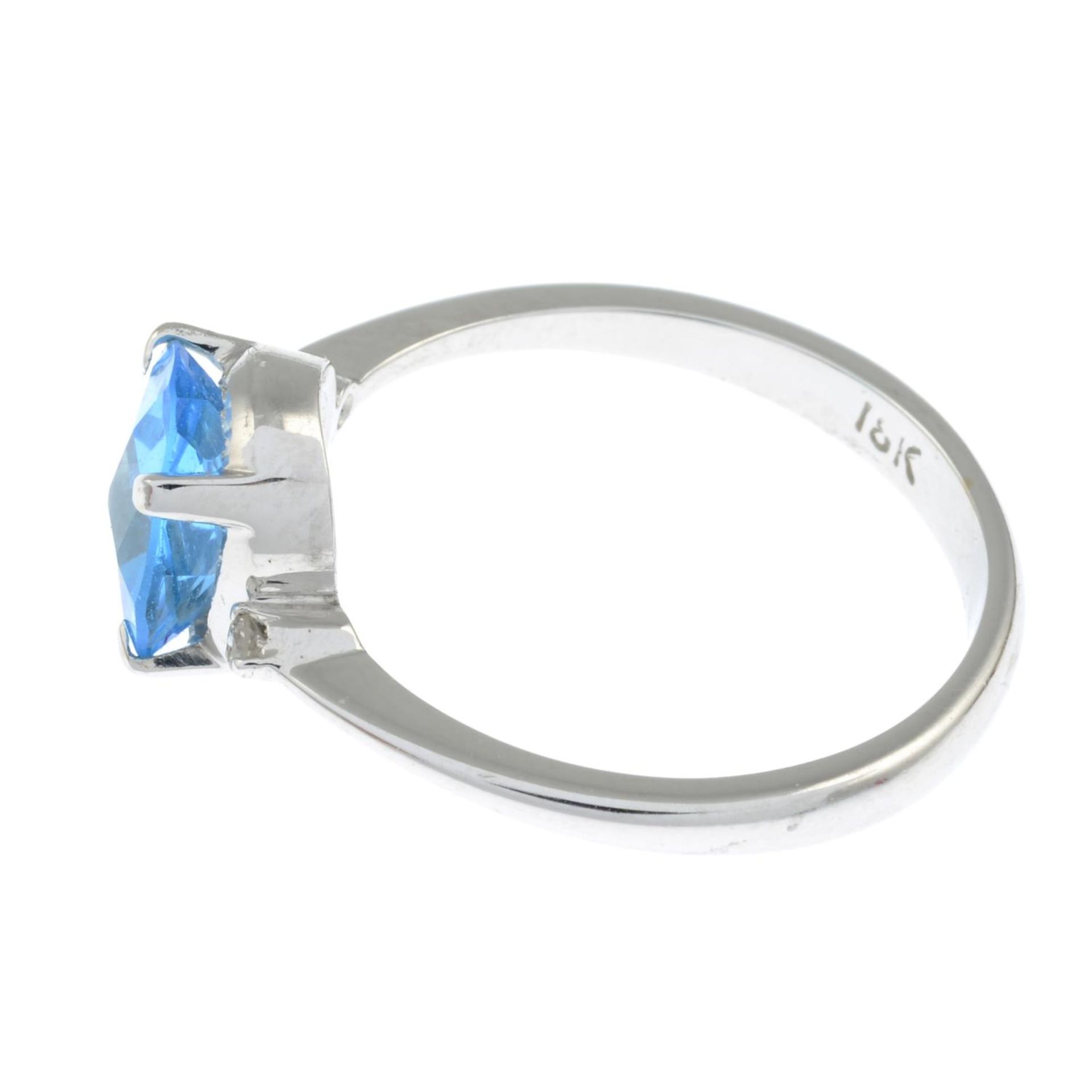 A blue topaz and brilliant-cut diamond ring.Topaz calculated weight 1.75cts, - Image 3 of 3