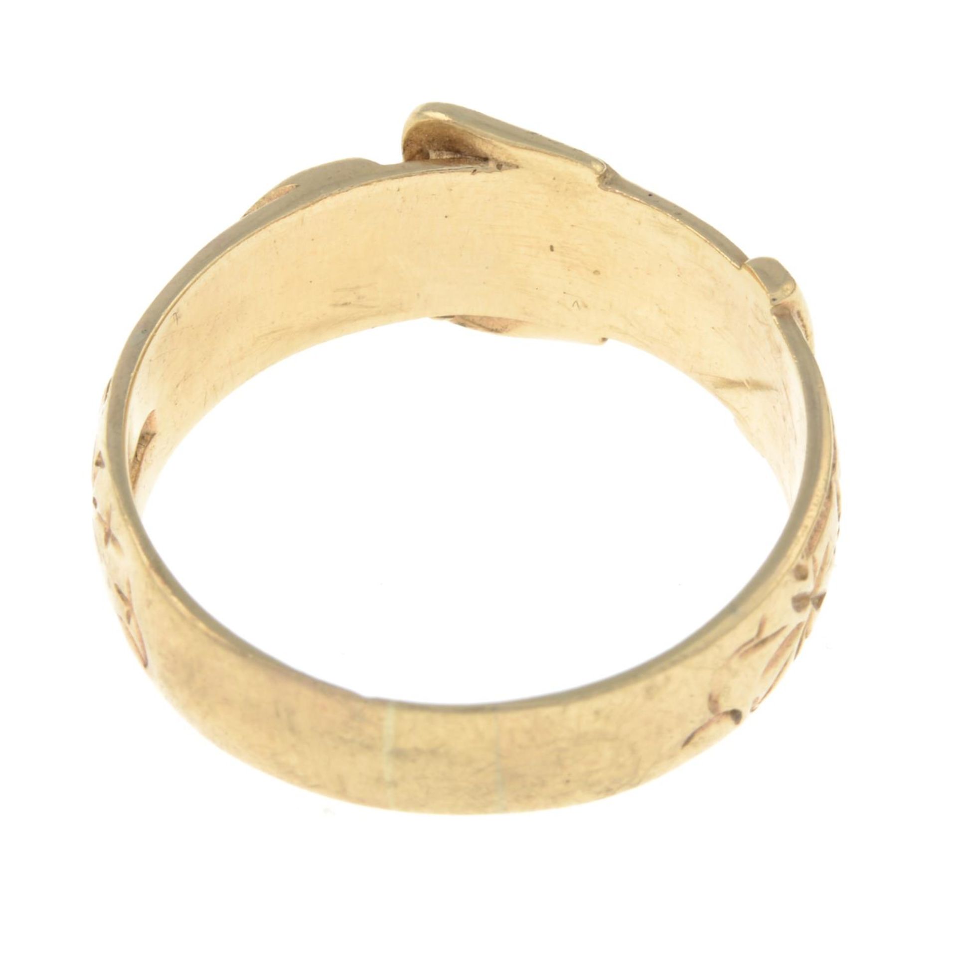 A 1970s 9ct gold buckle ring.Hallmarks for Birmingham, 1979.Ring size Z. - Image 3 of 3