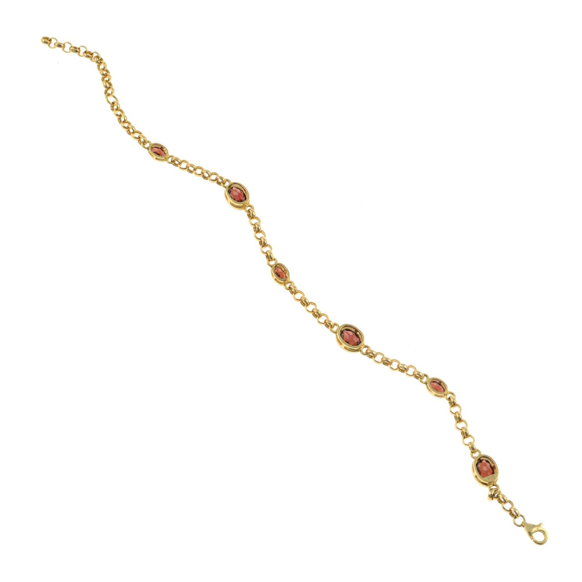 A garnet bracelet.Stamped 375.Length 21cms. - Image 2 of 2