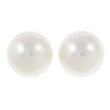 A pair of freshwater cultured pearl stud earrings.Approximate dimensions of one cultured pearl