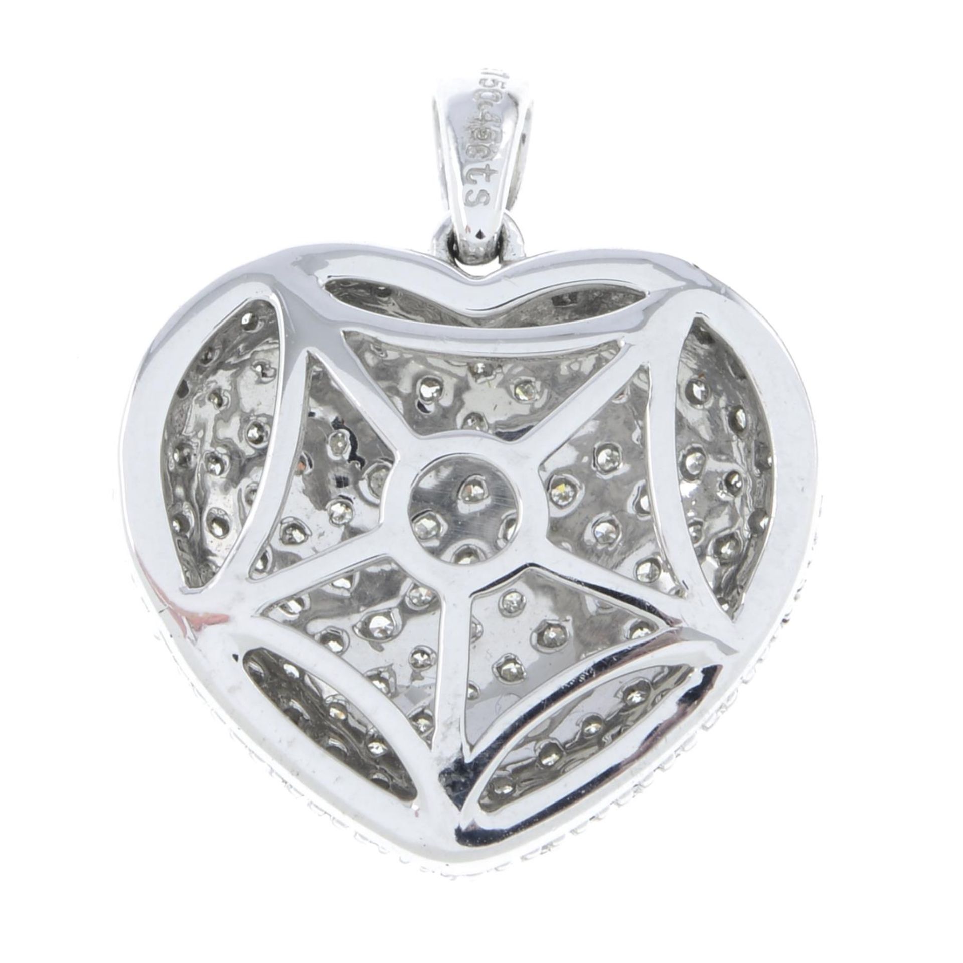 A 9ct gold diamond heart pendant.Total diamond weight 0.45ct, stamped to surmount. - Image 2 of 2