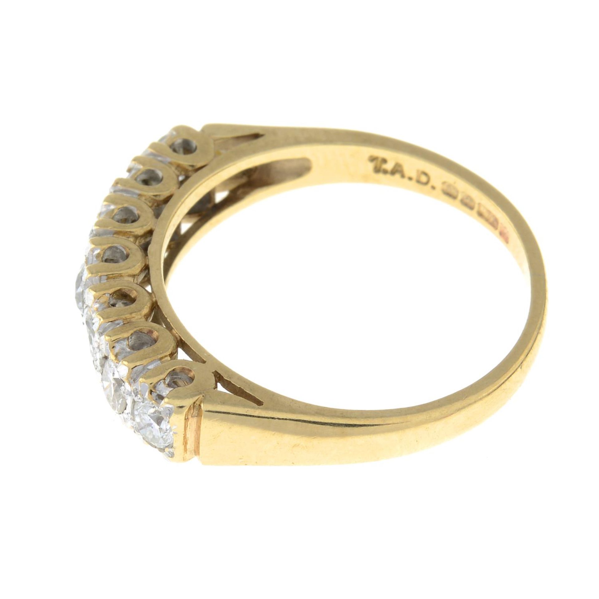 A 9ct gold diamond half-eternity ring.Total diamond weight 0.50ct, stamped to band. - Image 2 of 3