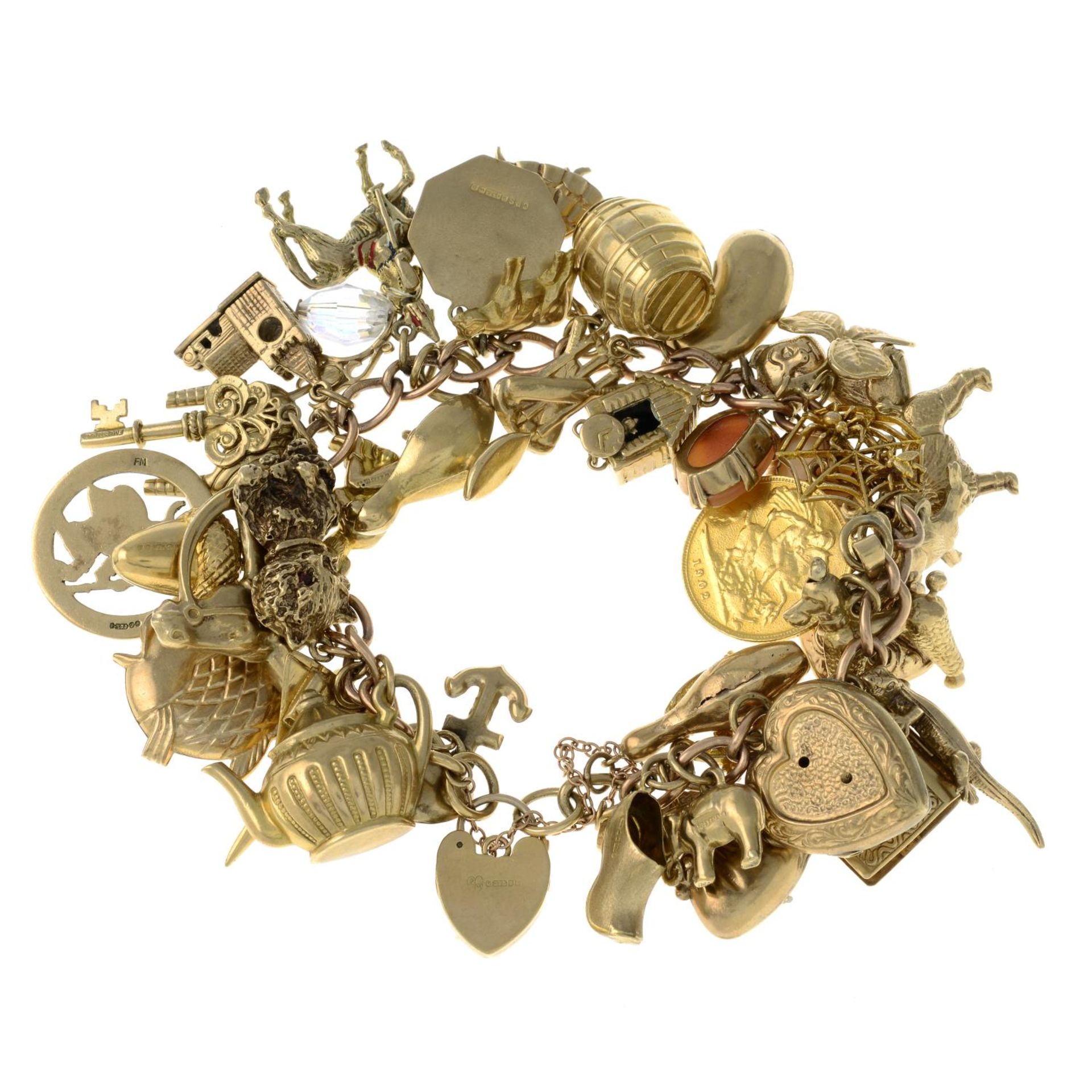 A 9ct gold charm bracelet, - Image 2 of 2