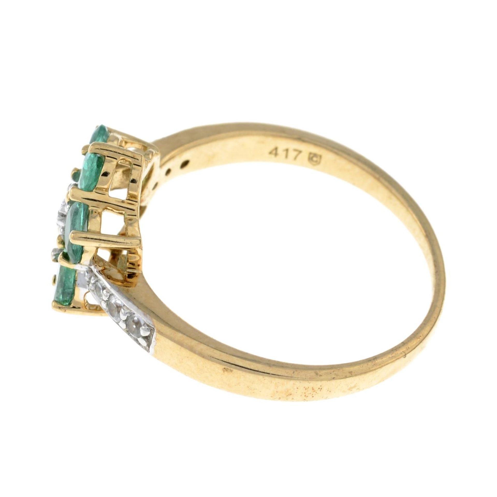 A 9ct gold emerald and cubic zirconia cluster ring.Hallmarks for Birmingham. - Image 2 of 3