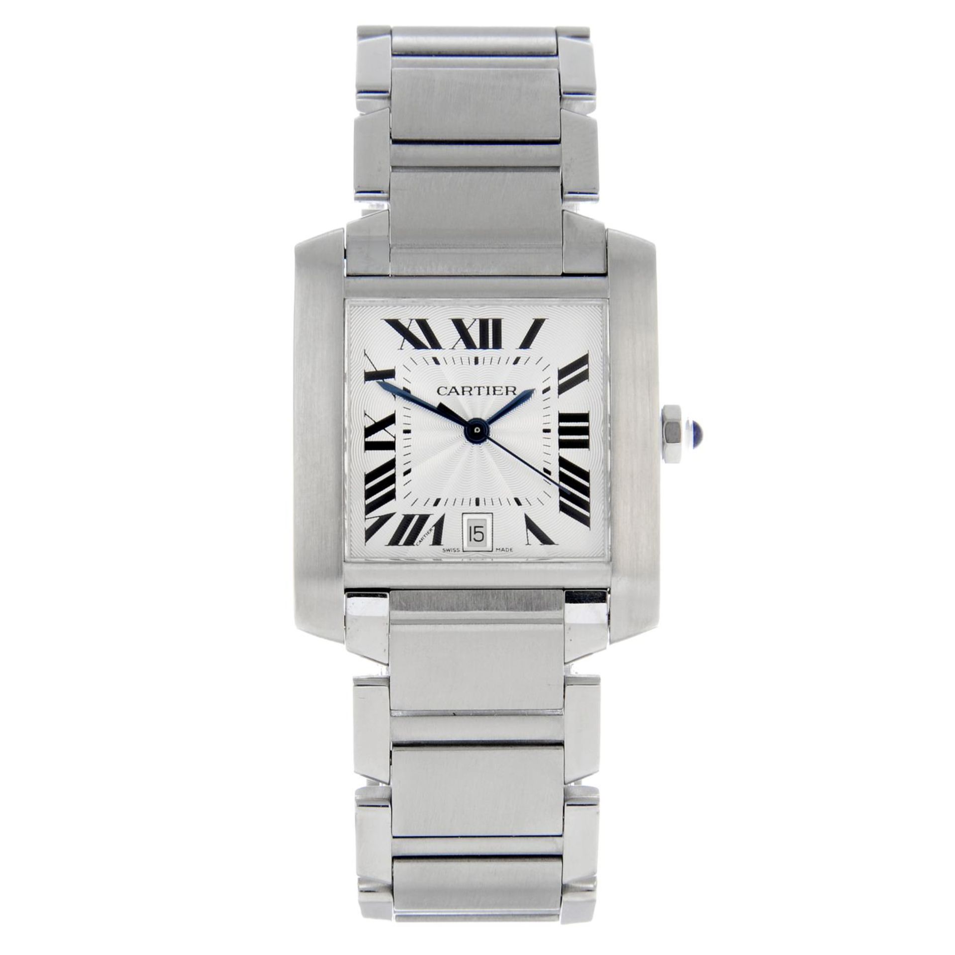 CARTIER - a Tank Francaise bracelet watch.