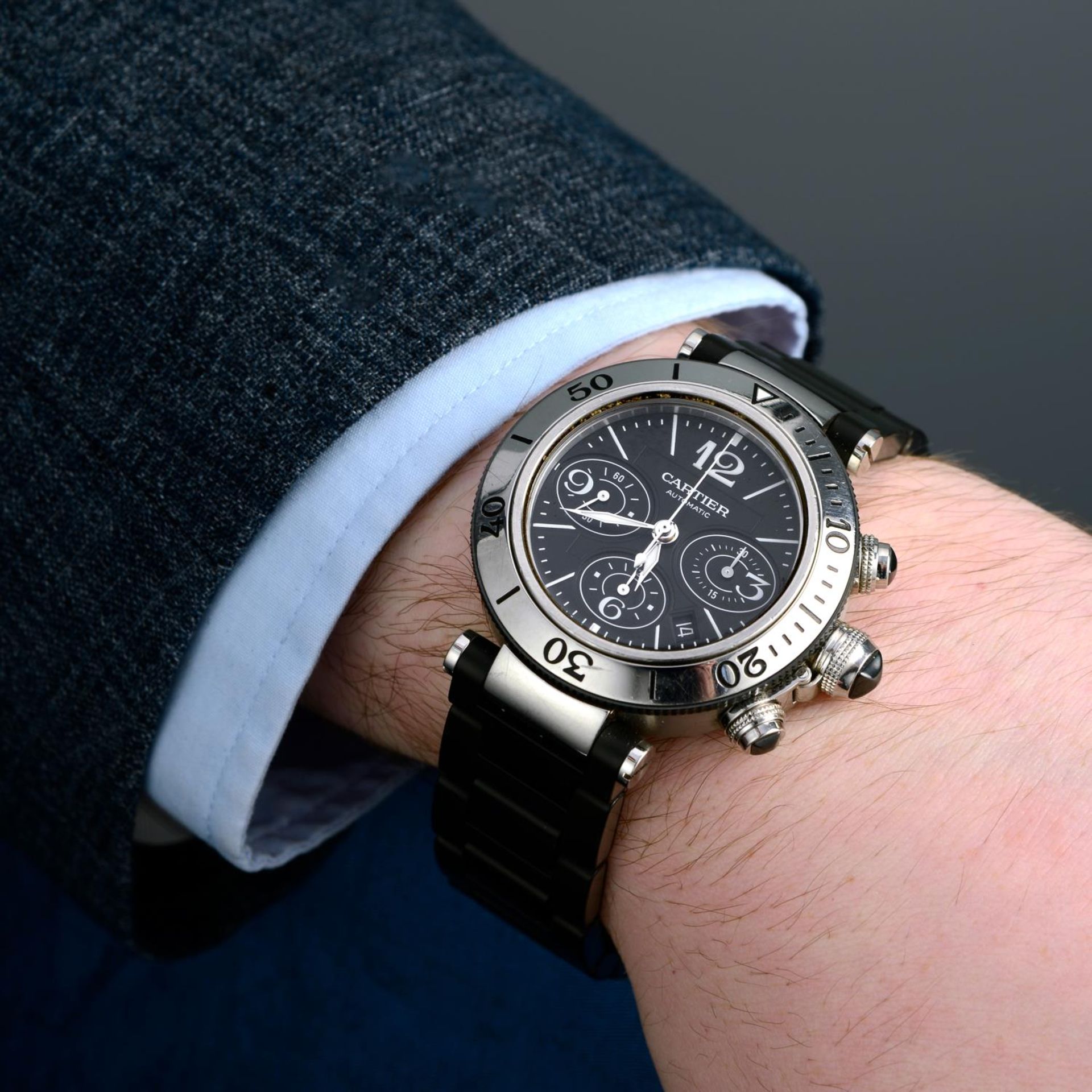 CARTIER - a Pasha chronograph bracelet watch. - Image 3 of 5