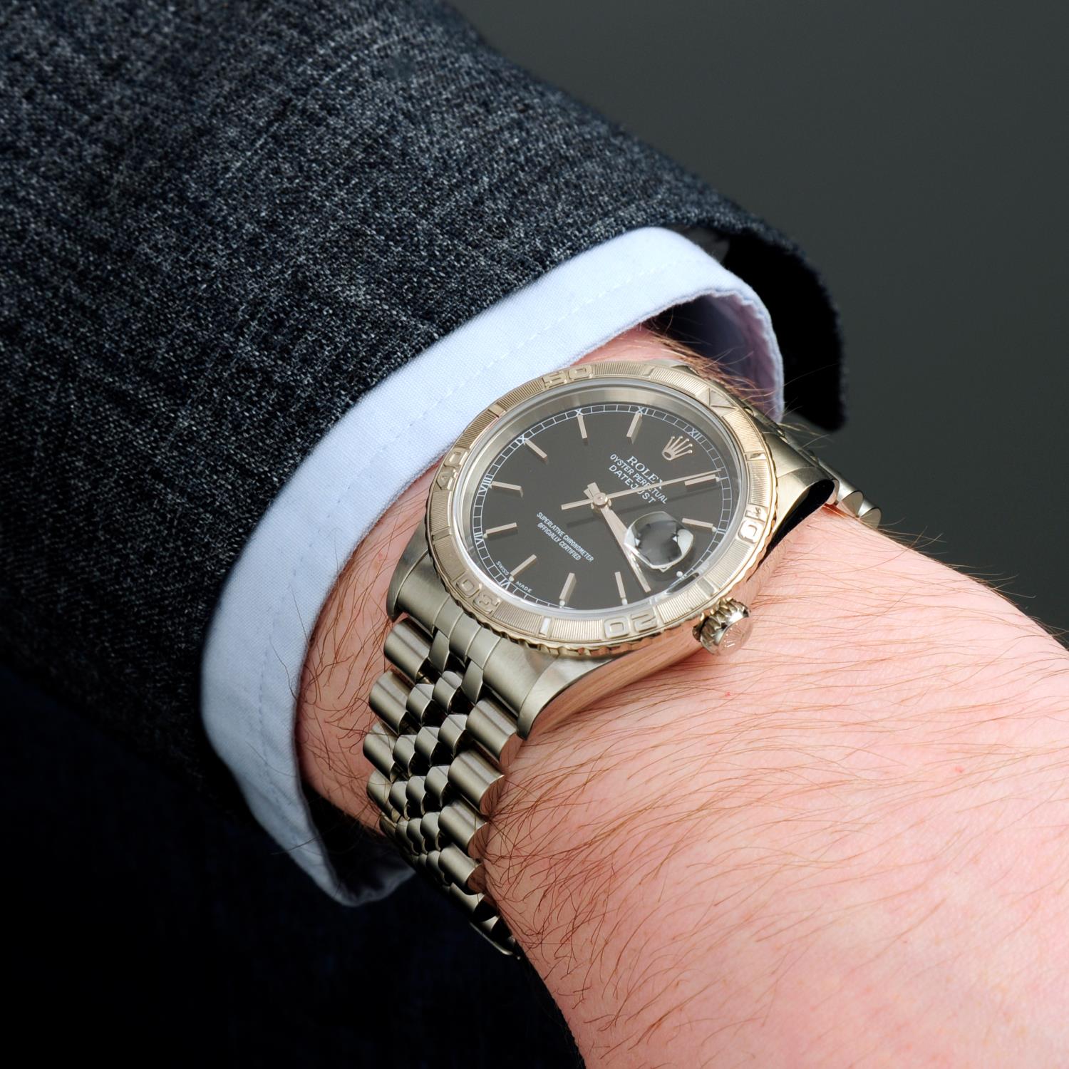 ROLEX - an Oyster Perpetual Datejust 'Turn-O-Graph' bracelet watch. - Image 3 of 6