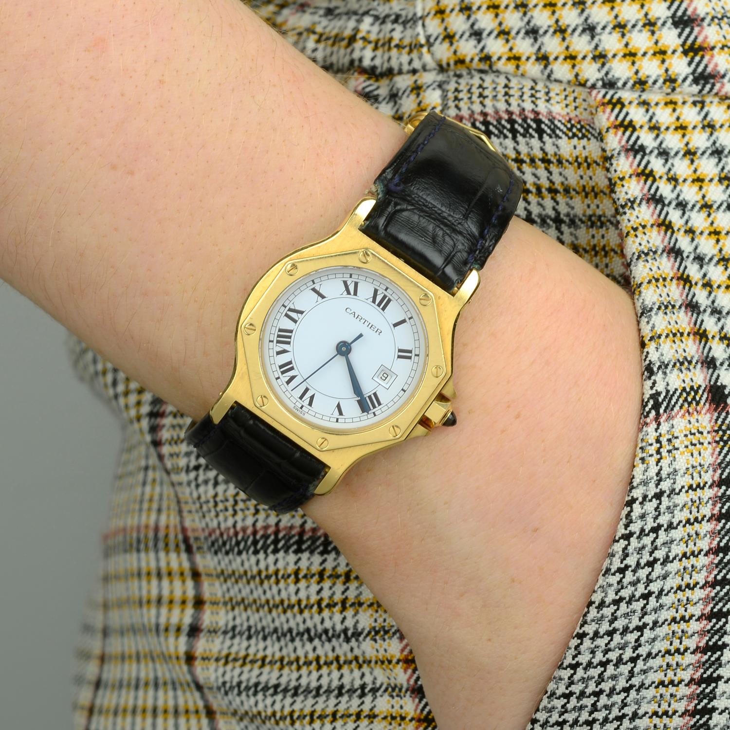 CARTIER - a Santos Octagon wrist watch. - Image 3 of 5