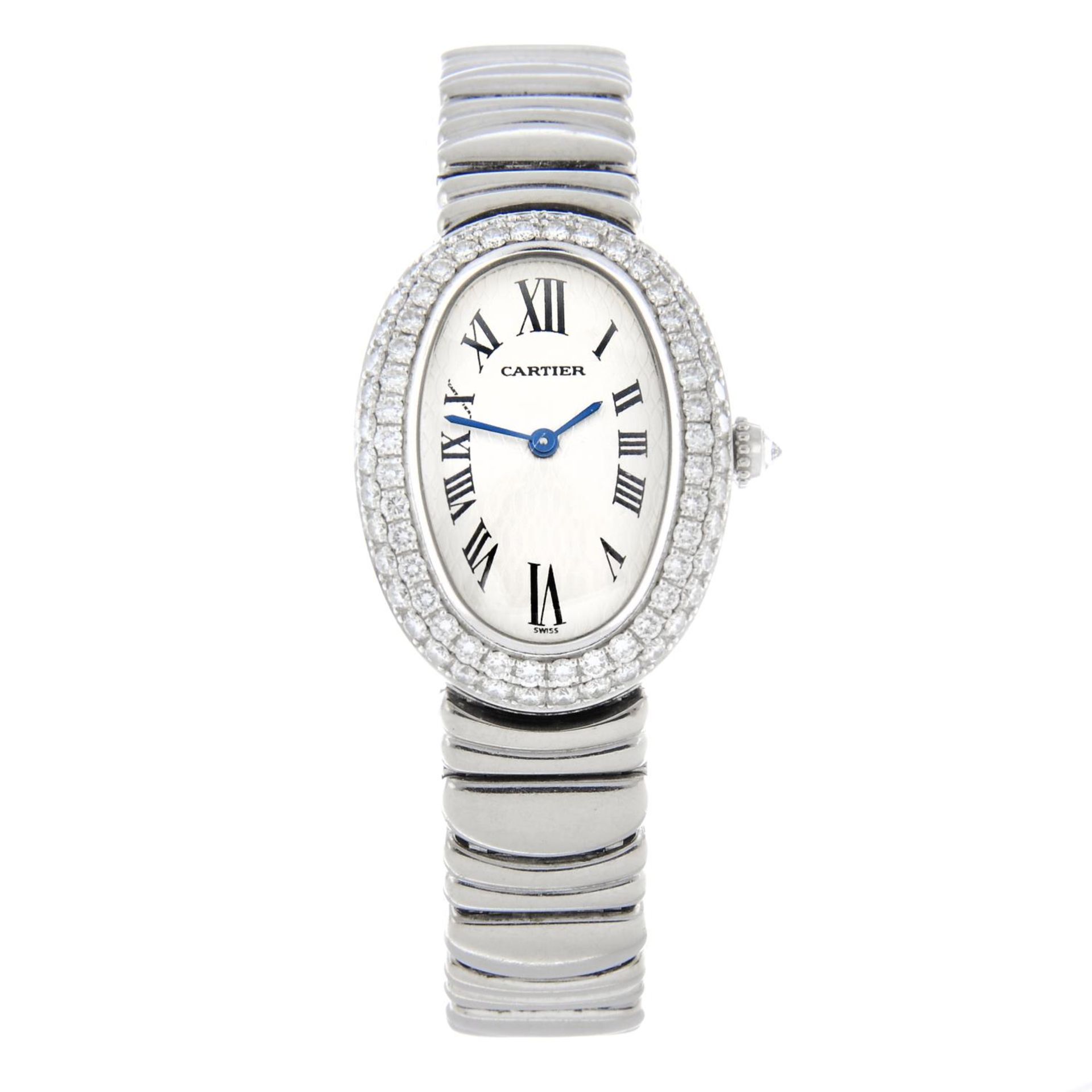 CARTIER - a Baignoire Joaillerie bracelet watch.