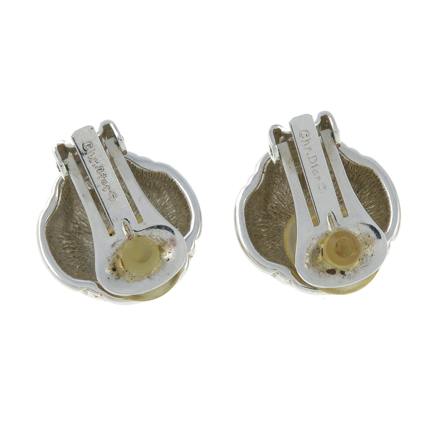 A pair of clip-on earrings, by Christian Dior.Signed Chr.Dior.Length 1.9cms. - Image 2 of 2