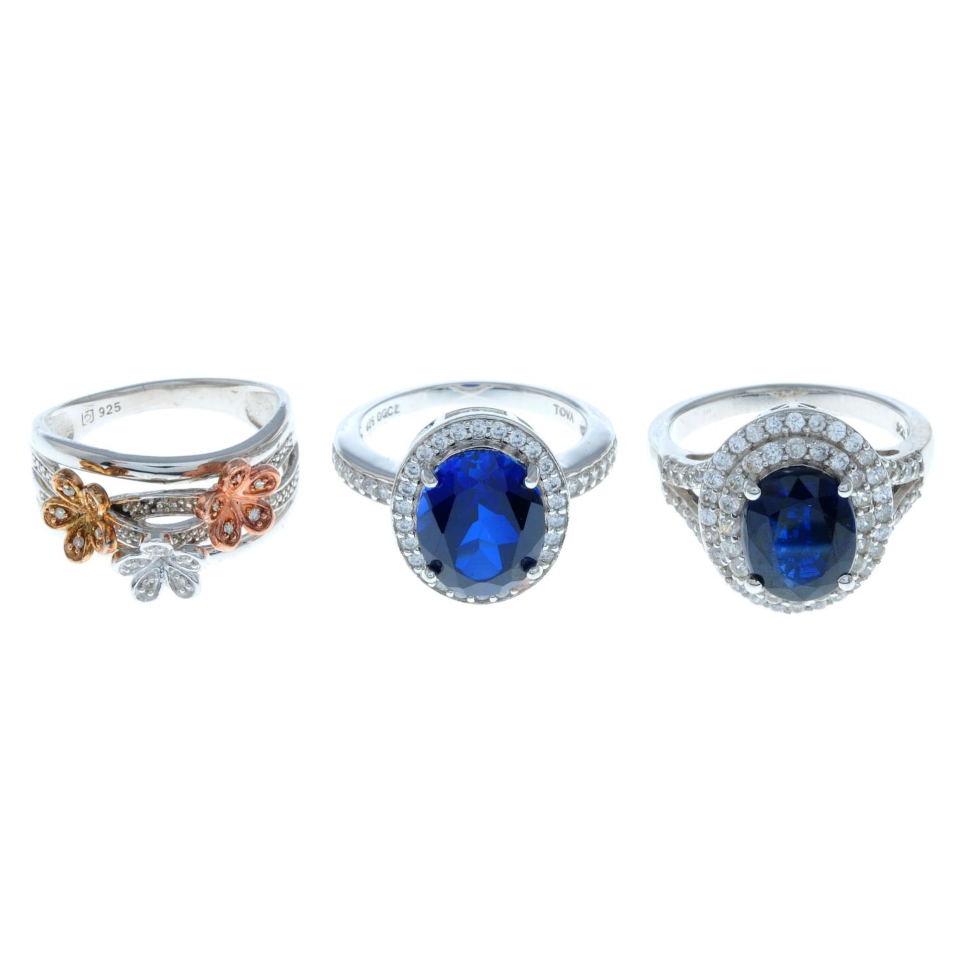Eleven cubic zirconia and gem-set rings,