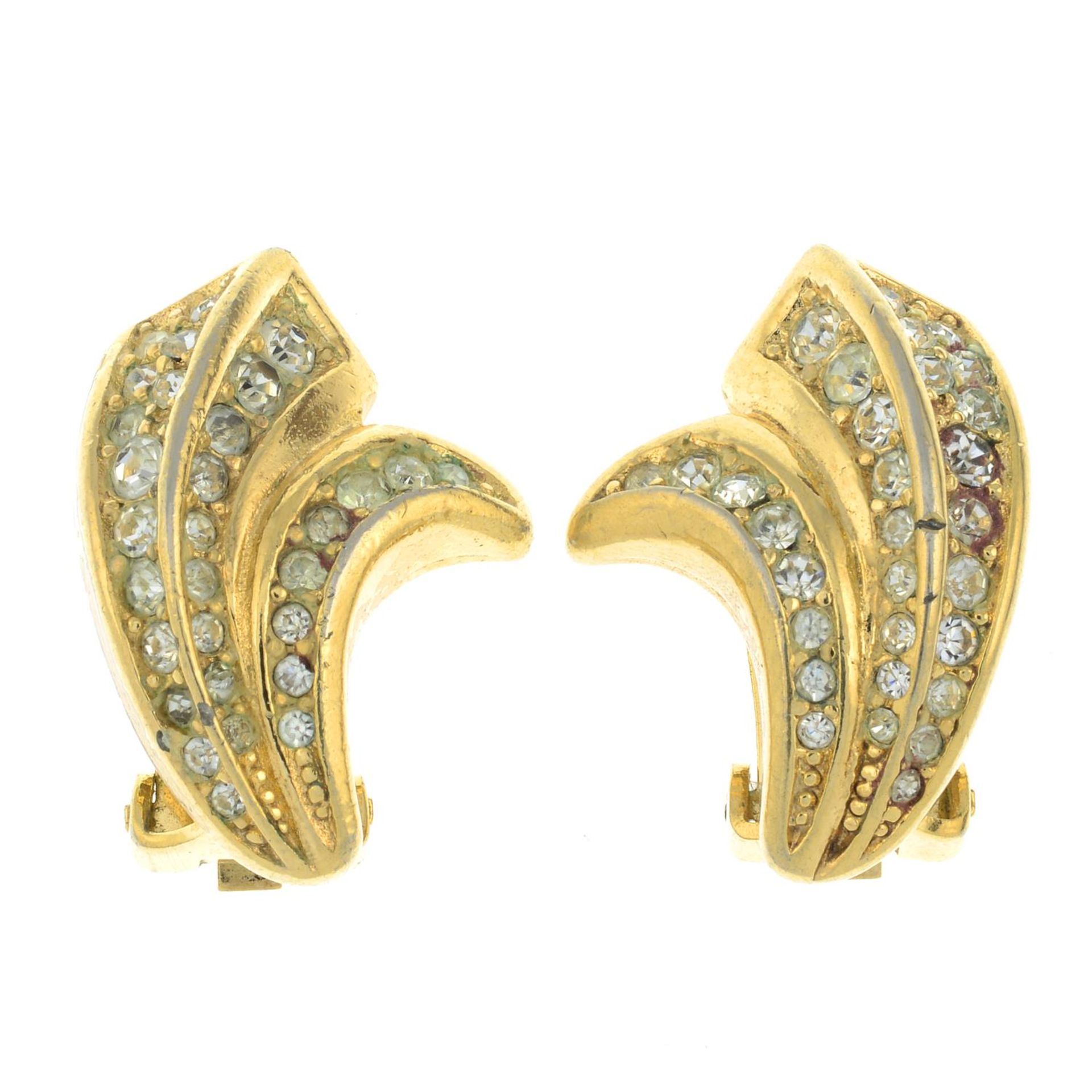 A pair of paste clip-on earrings, by Christian Dior.Signed Chr.