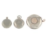 A silver vesta case, two sovereign cases and a chatelaine purse.One with Hallmarks for London.