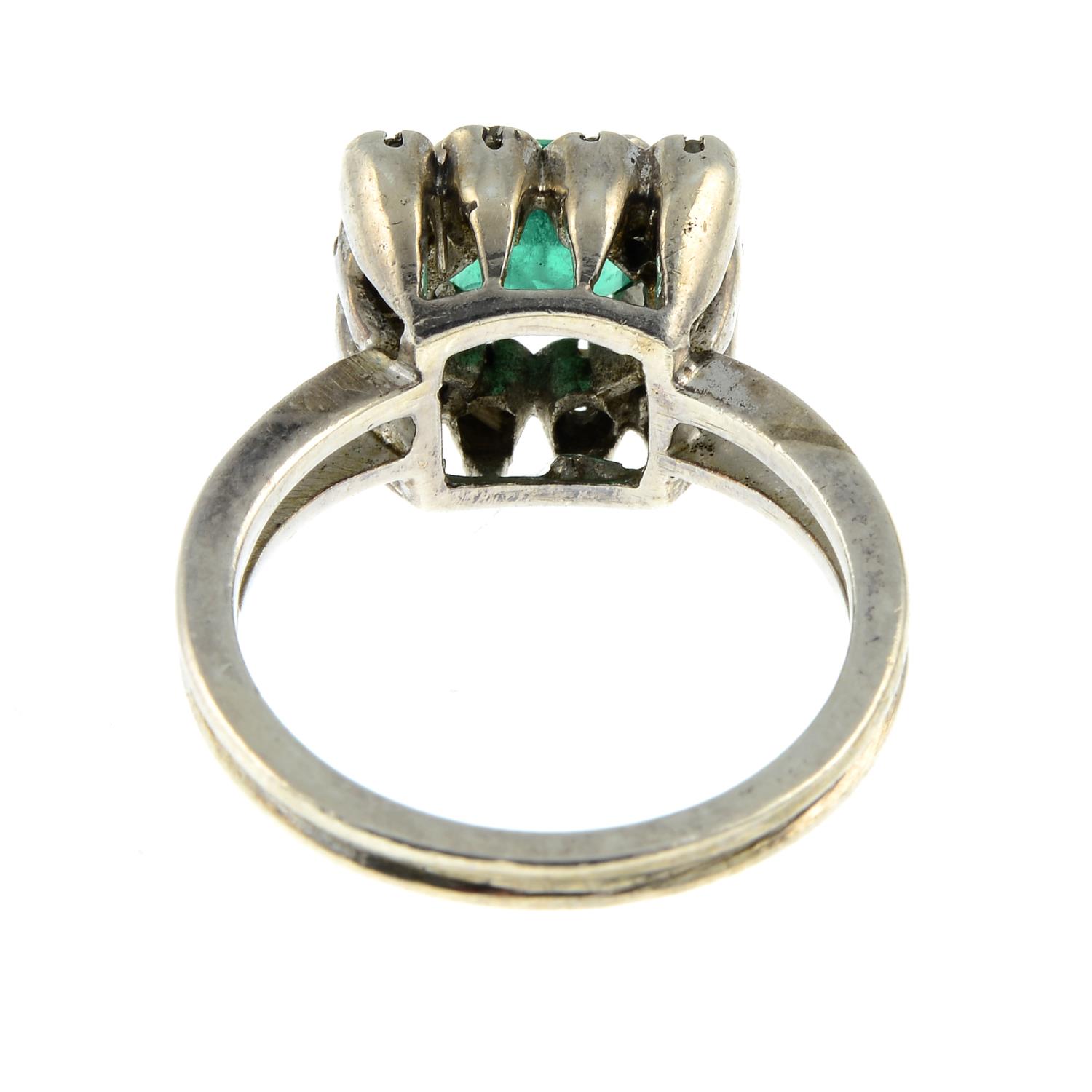 A synthetic emerald and paste cluster ring.Stamped 950.Ring size M1/2. - Image 2 of 3