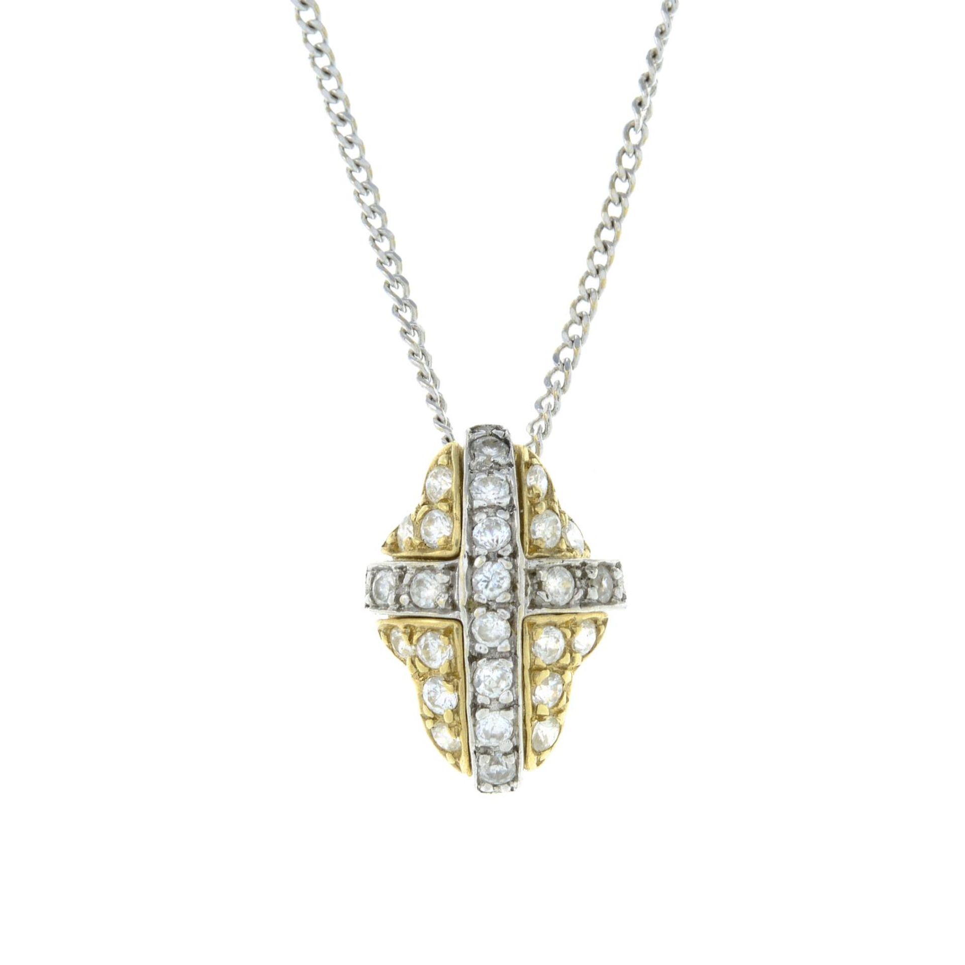 A cubic zirconia pendant, with an 18ct gold chain.Chain with Hallmarks for London.