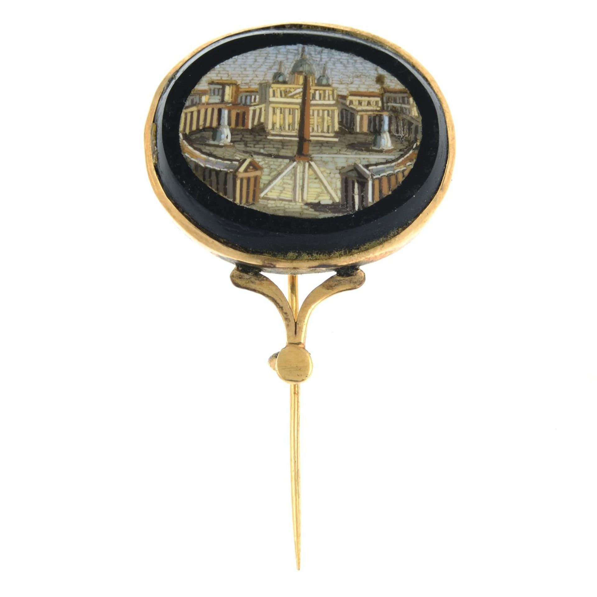 A late Victorian micro mosaic brooch, depicting the Vatican.Length 2.7cms.