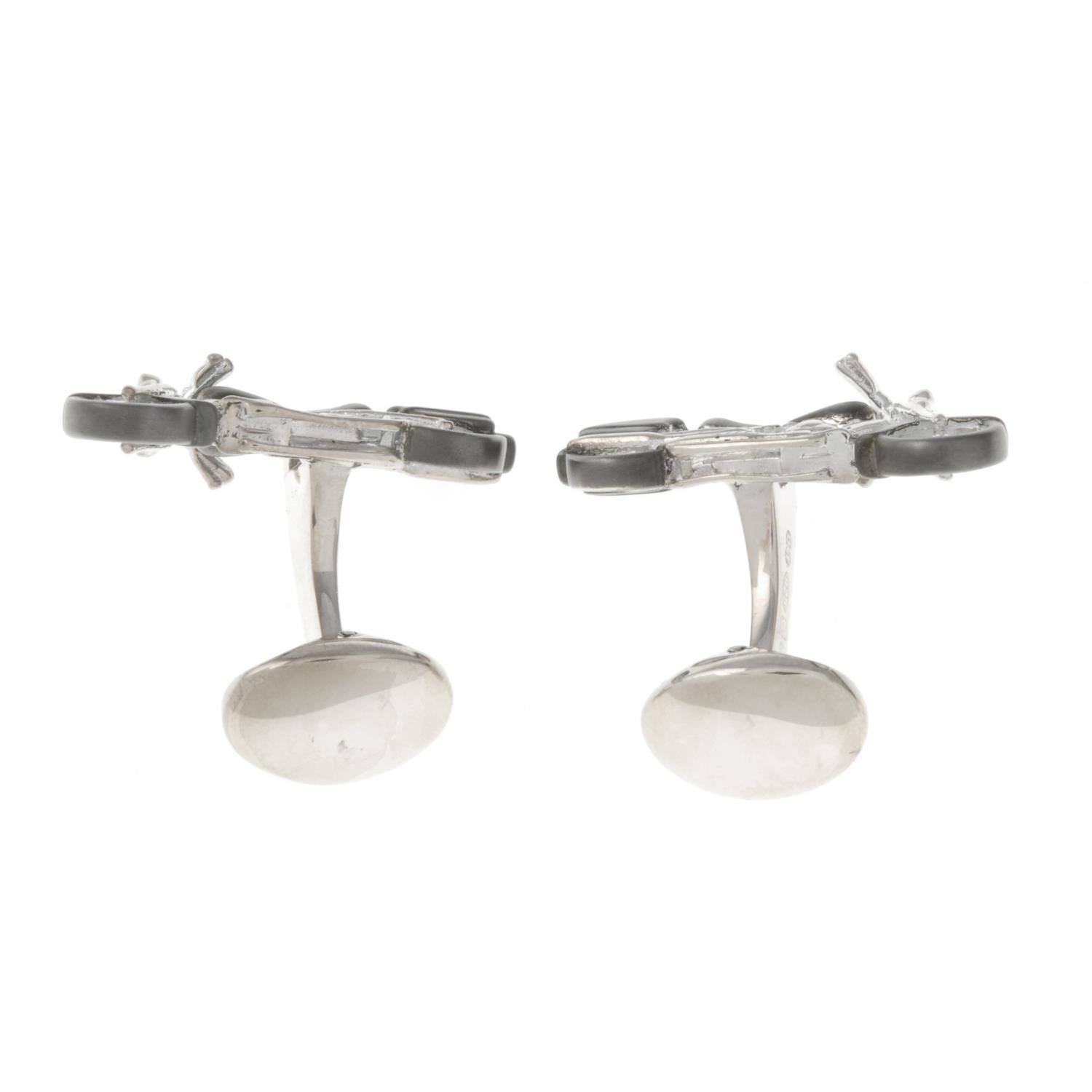 A pair of silver motorcycle cufflinks, by Deakin and Francis.Signed D&F. - Image 3 of 3