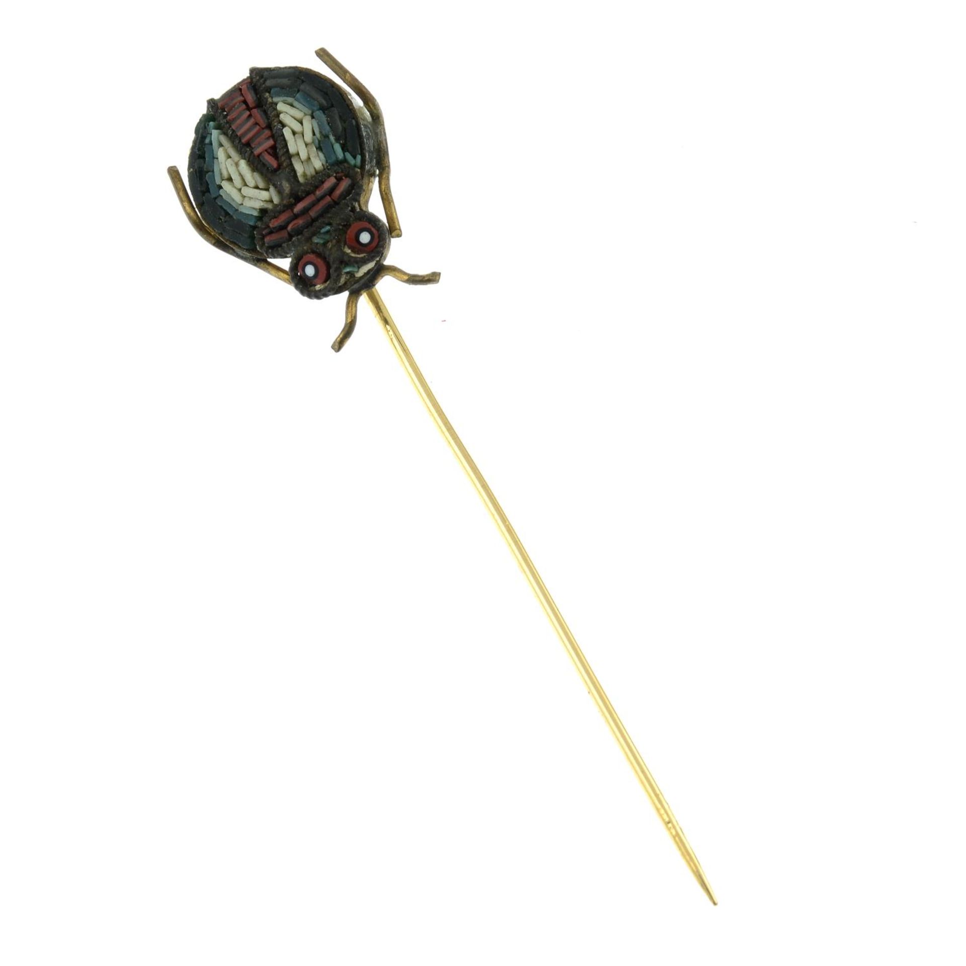 A micro mosaic stickpin of a beetle.Length of stickpin head 1.9cms. - Image 2 of 3