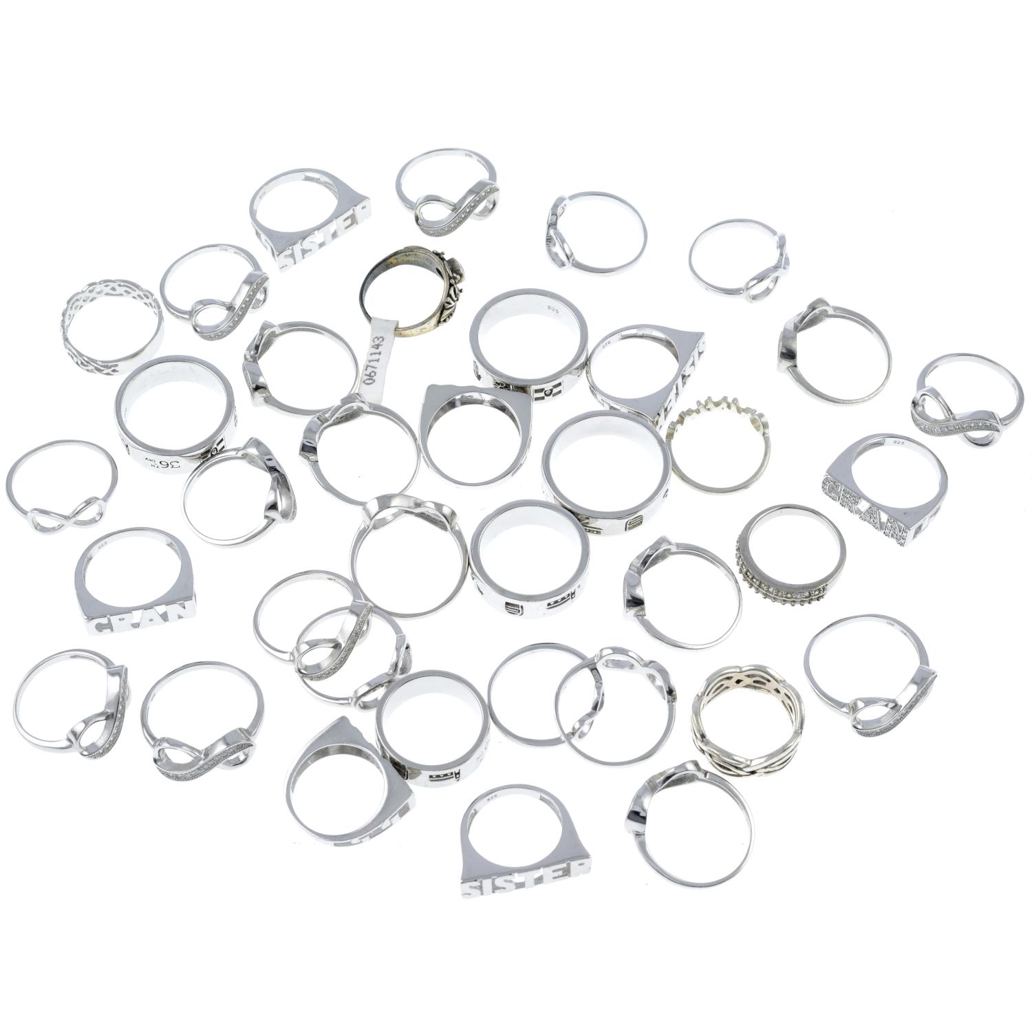 A selection of rings, to include fourteen cubic zirconia infinity rings.All stamped 925.123.9gms. - Image 2 of 2