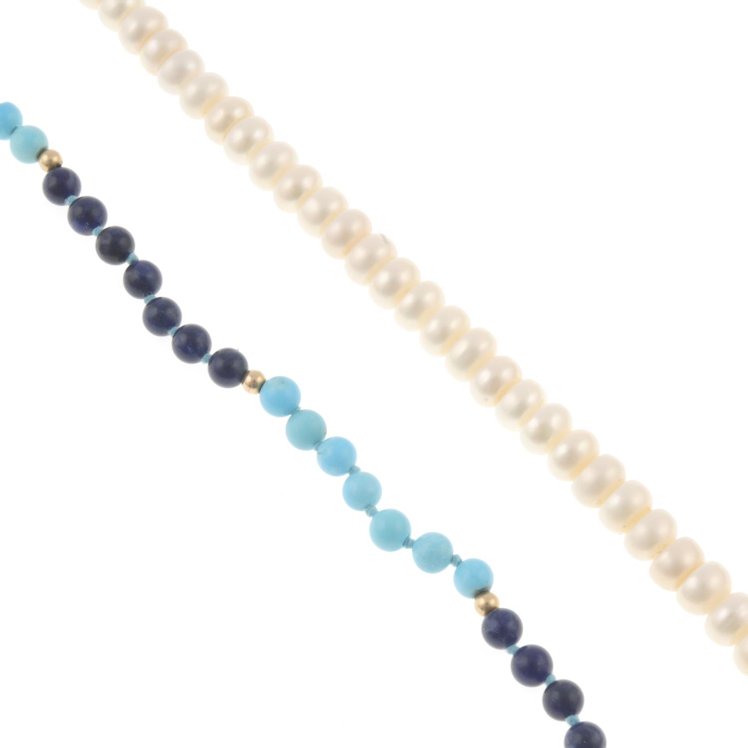 A cultured button-pearl necklace,