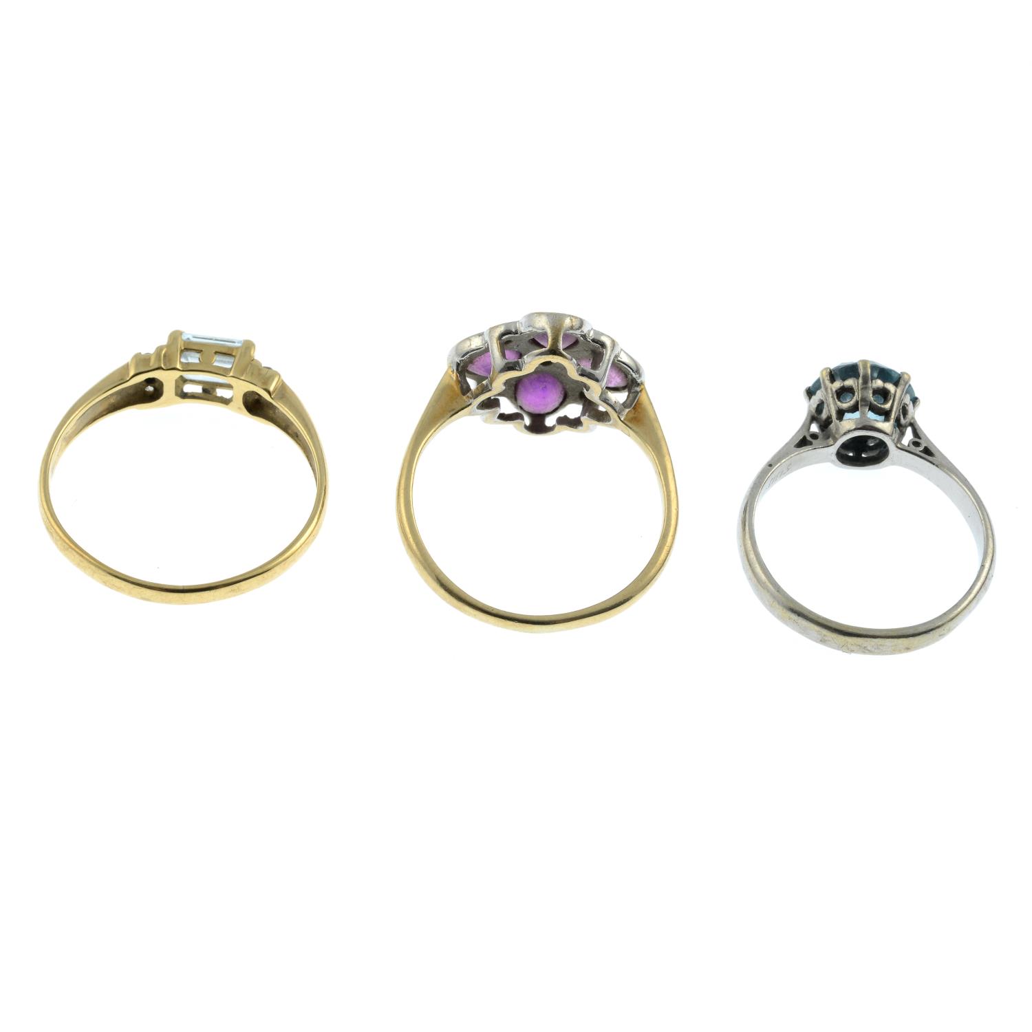 Three 9ct gold gem-set rings, - Image 2 of 2