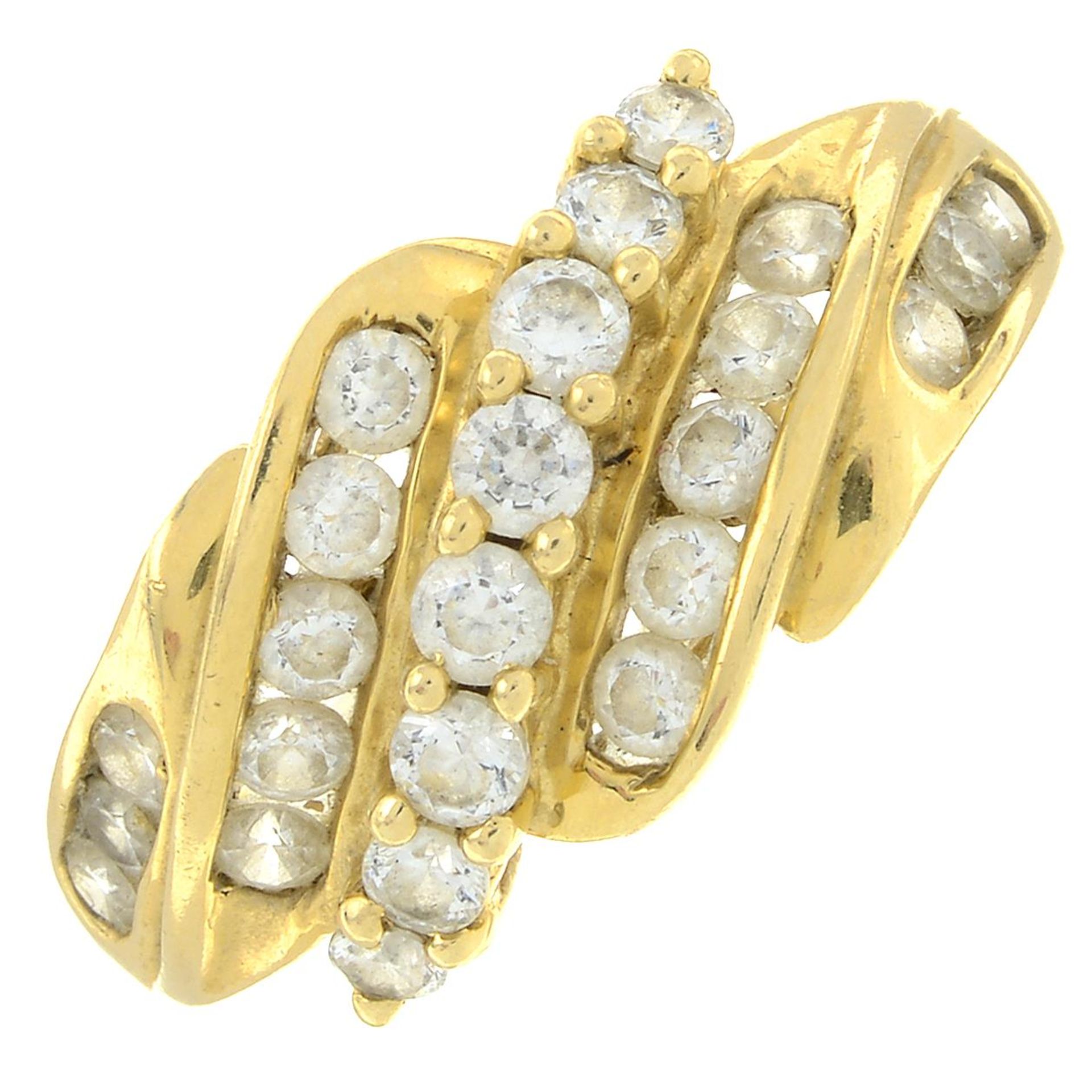 A 14ct gold cubic zirconia dress ring.Hallmarks for Birmingham, 2002.Ring size R.