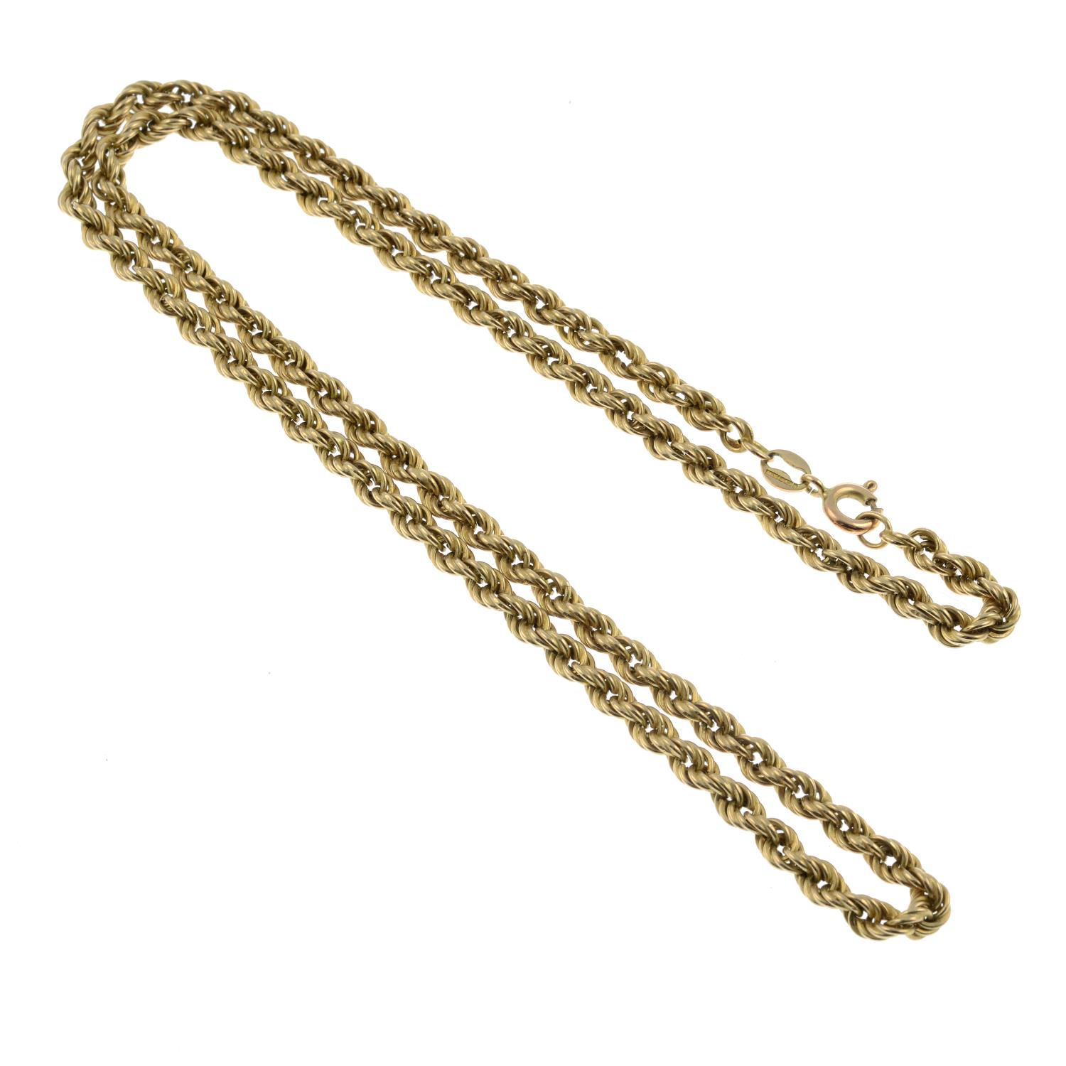 A 9ct gold rope chain necklace.Hallmarks for Sheffield.Length 47cms. - Image 2 of 2