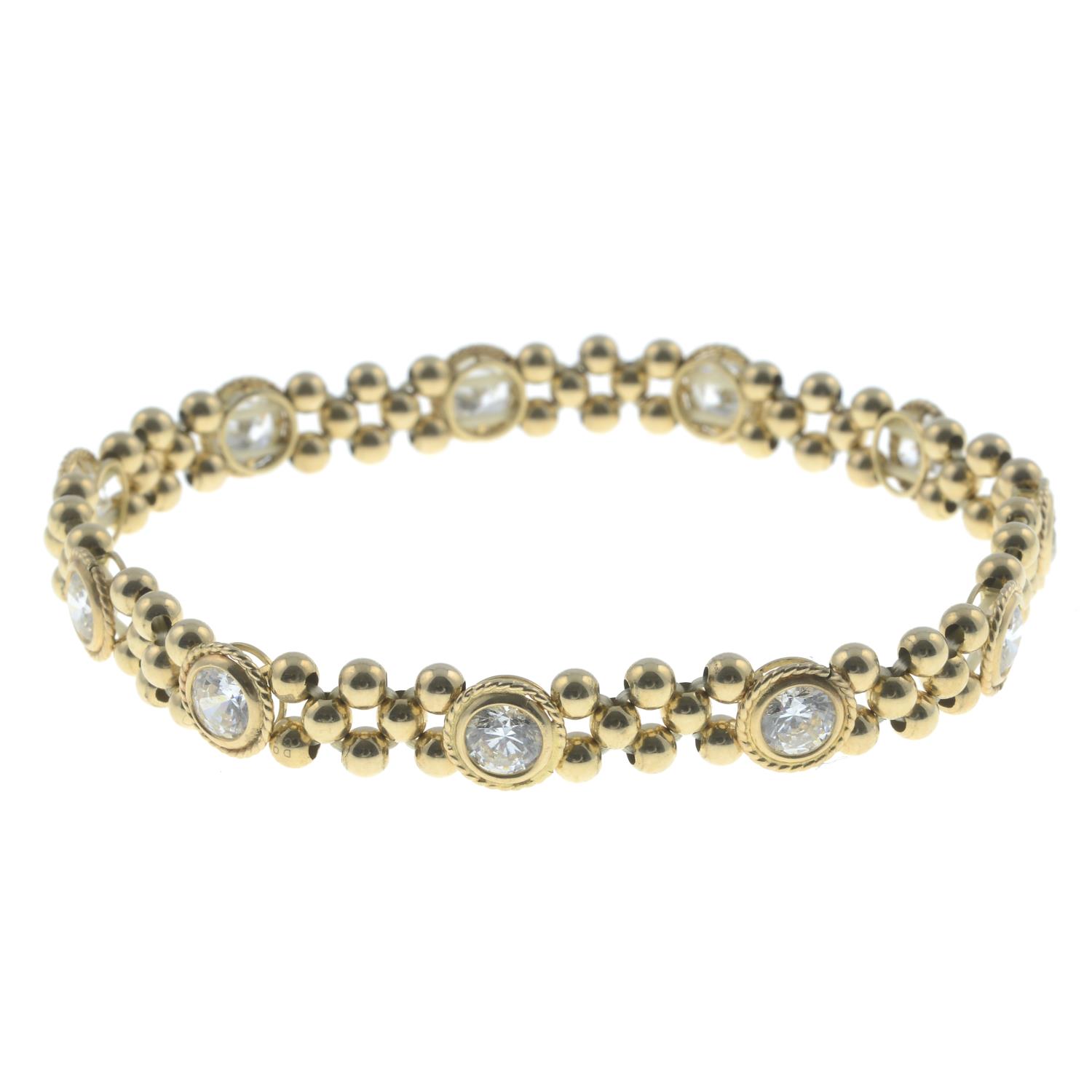 A cubic zirconia elasticated bracelet.Length 18cms.