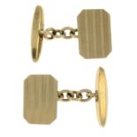 A pair of 9ct gold cufflinks.