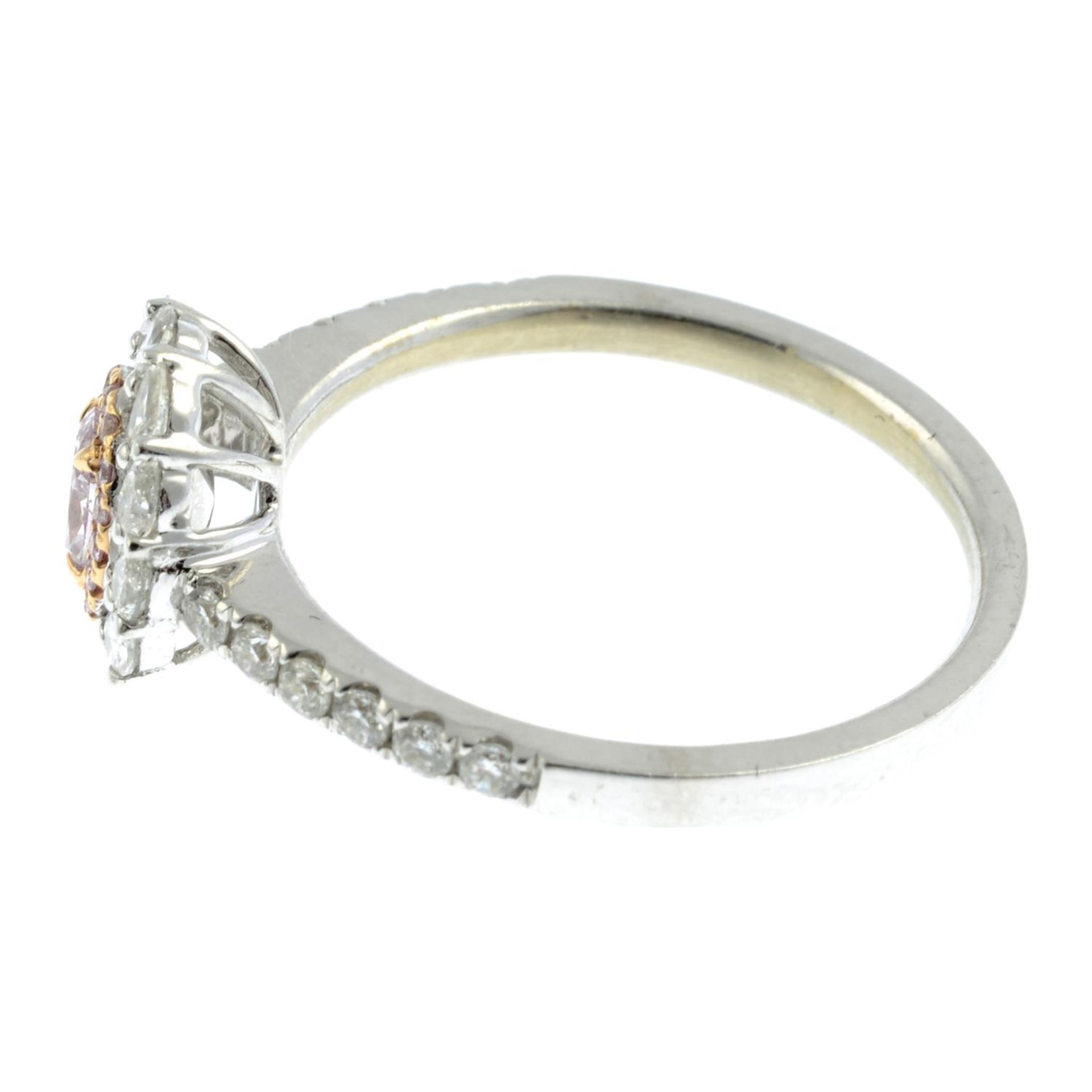 An 18ct gold oval-shape 'coloured' diamond ring, - Image 3 of 3