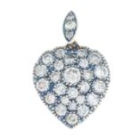 A brilliant-cut diamond heart-shape cluster pendant.Estimated total diamond weight 1.35cts,