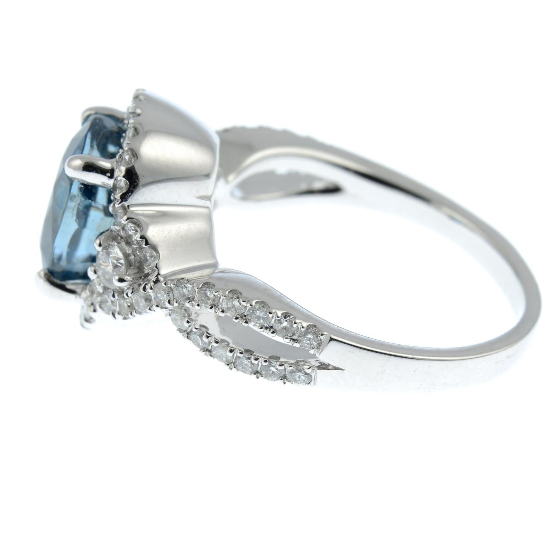 A blue zircon and brilliant-cut diamond ring.Zircon calculated weight 4cts, - Image 2 of 3