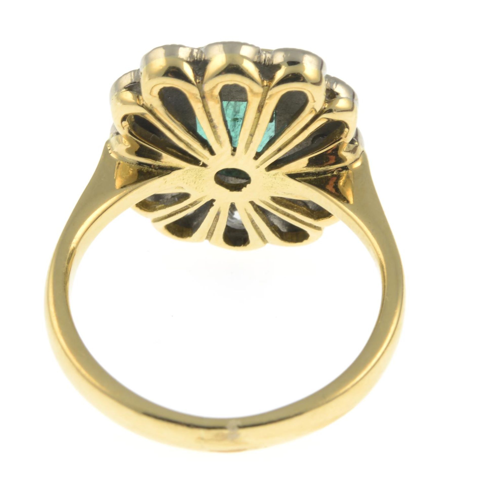An 18ct gold emerald and diamond cluster ring. - Image 3 of 5
