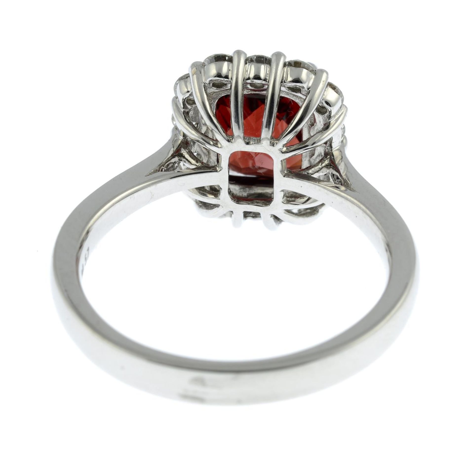 A garnet and brilliant-cut diamond cluster ring.Garnet weight 2.41ct.Total diamond weight 0.57ct, - Image 3 of 3