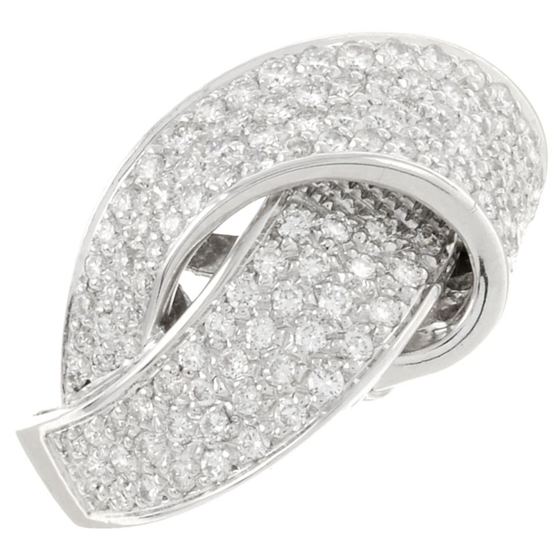 An 18ct gold pave-set diamond crossover dress ring.Total diamond weight 2.25cts.Hallmarks for