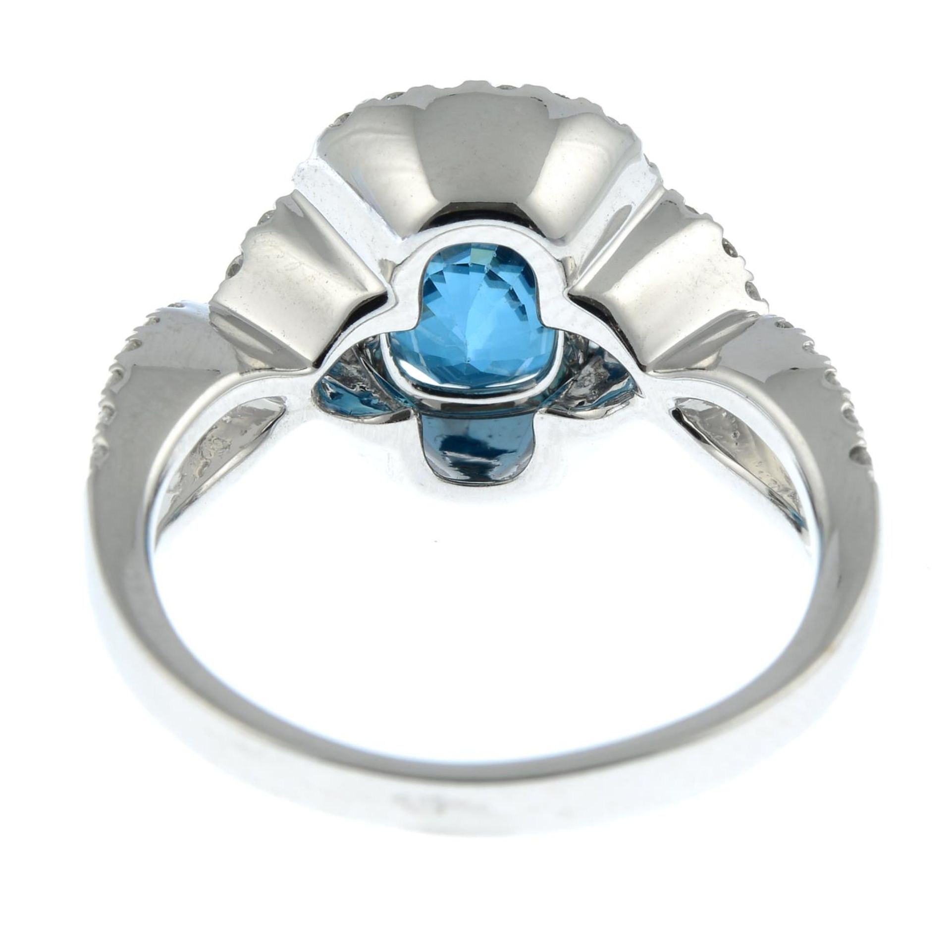 A blue zircon and brilliant-cut diamond ring.Zircon calculated weight 4cts, - Image 3 of 3