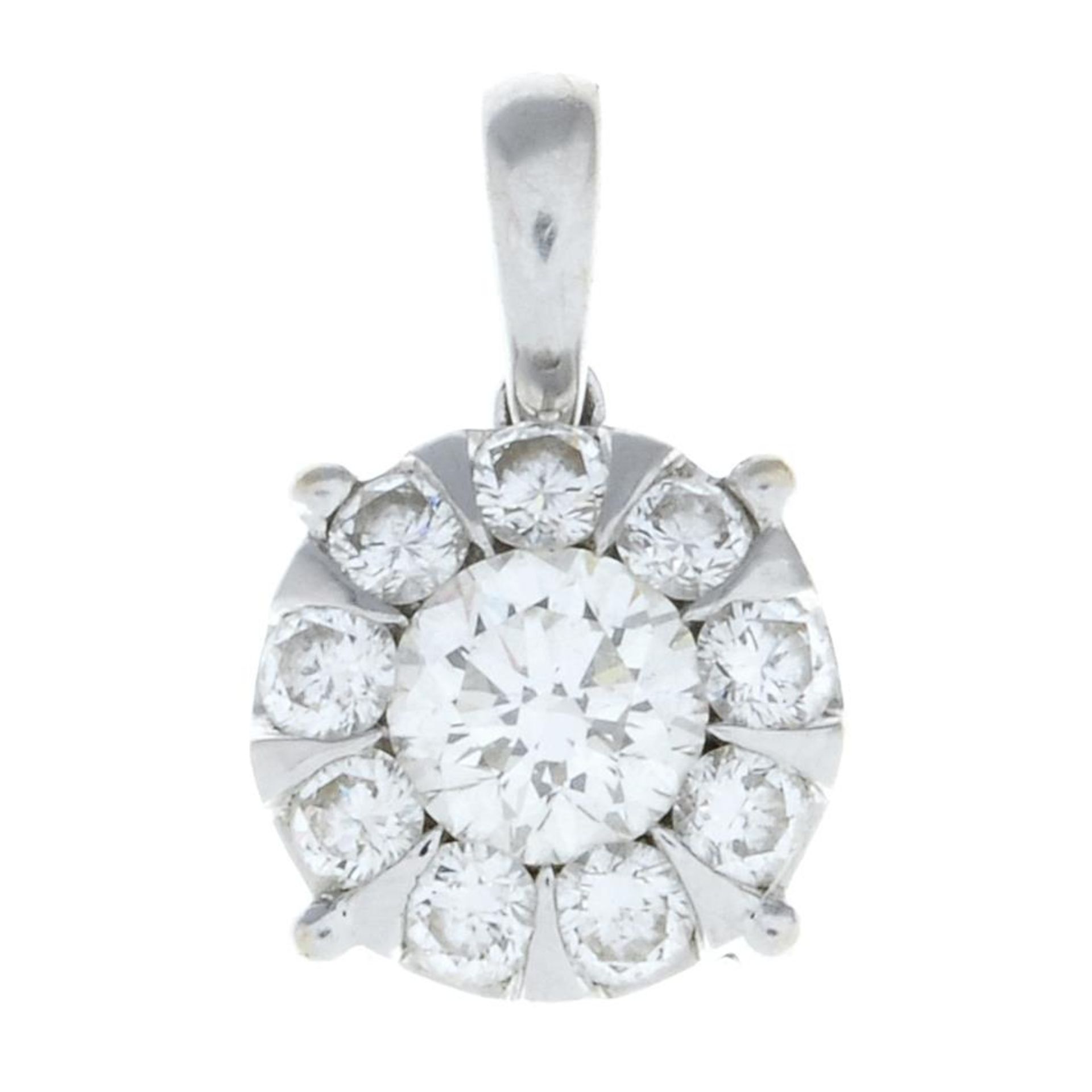 A brilliant-cut diamond cluster pendant,