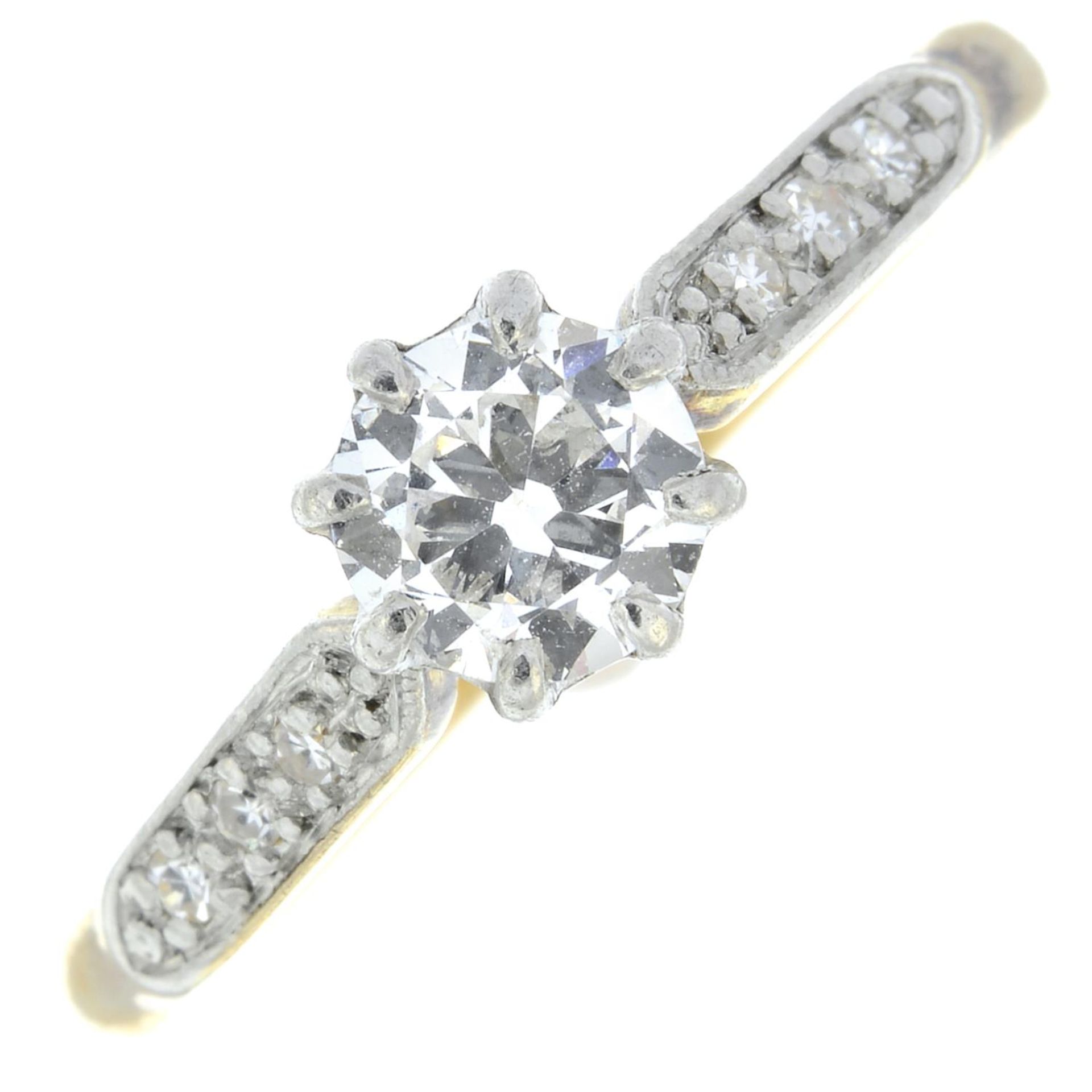 A mid 20th century18ct gold and platinum brilliant-cut diamond ring,